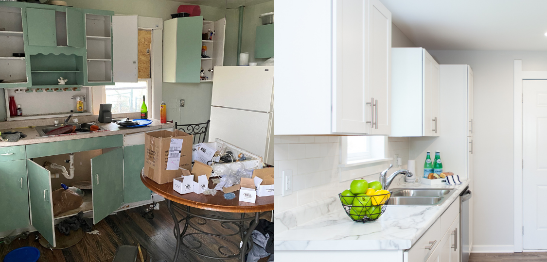 Before and after kitchen transformation