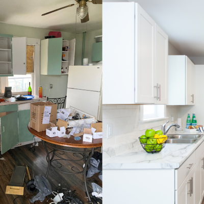 Before and after kitchen transformation
